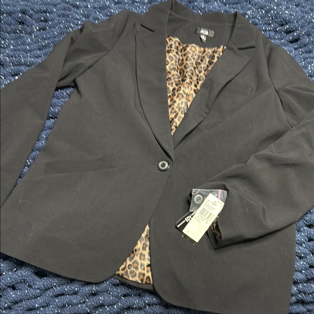 AGB Black and Brown Blazer Tailored Fit Notch Lapels